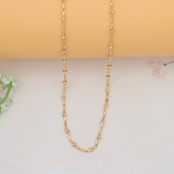 "Rose Gold Chain Necklace with Textured Links  Adjustable, XPNL0177 - Picture 10 of 12